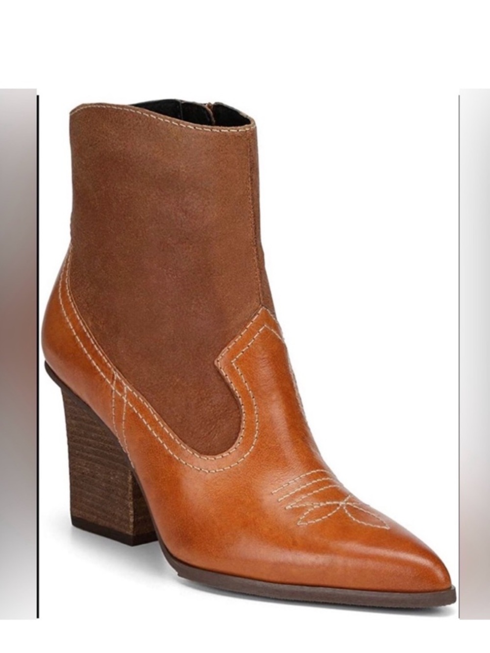 DONALD J PLINER Leather Ankle Western Boots Booties Fawn Velle Sz 9.5